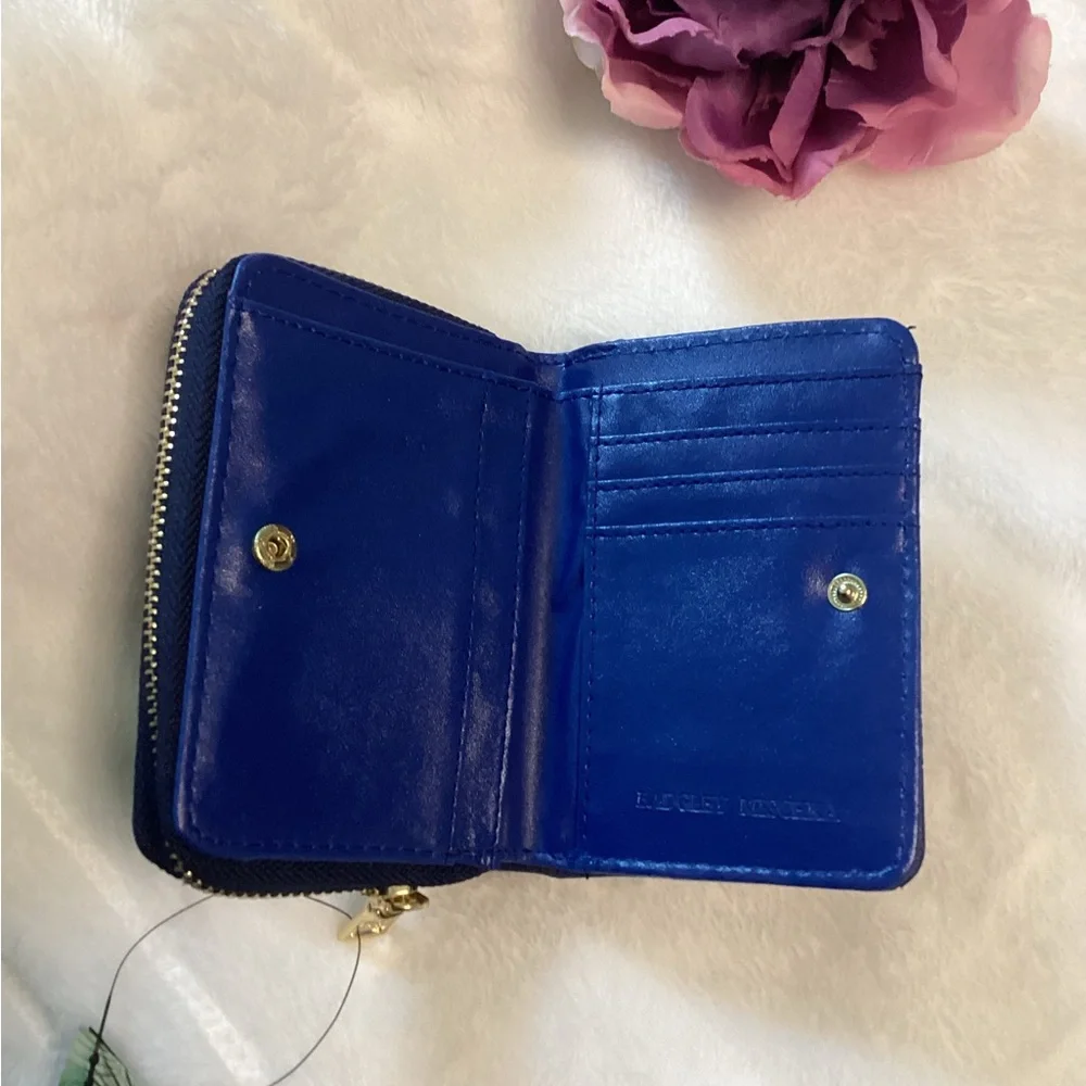 Badgley Mischka Zip Around Wallet Electric Blue Monogram Vegan Leather NWT Glam - Picture 2 of 6